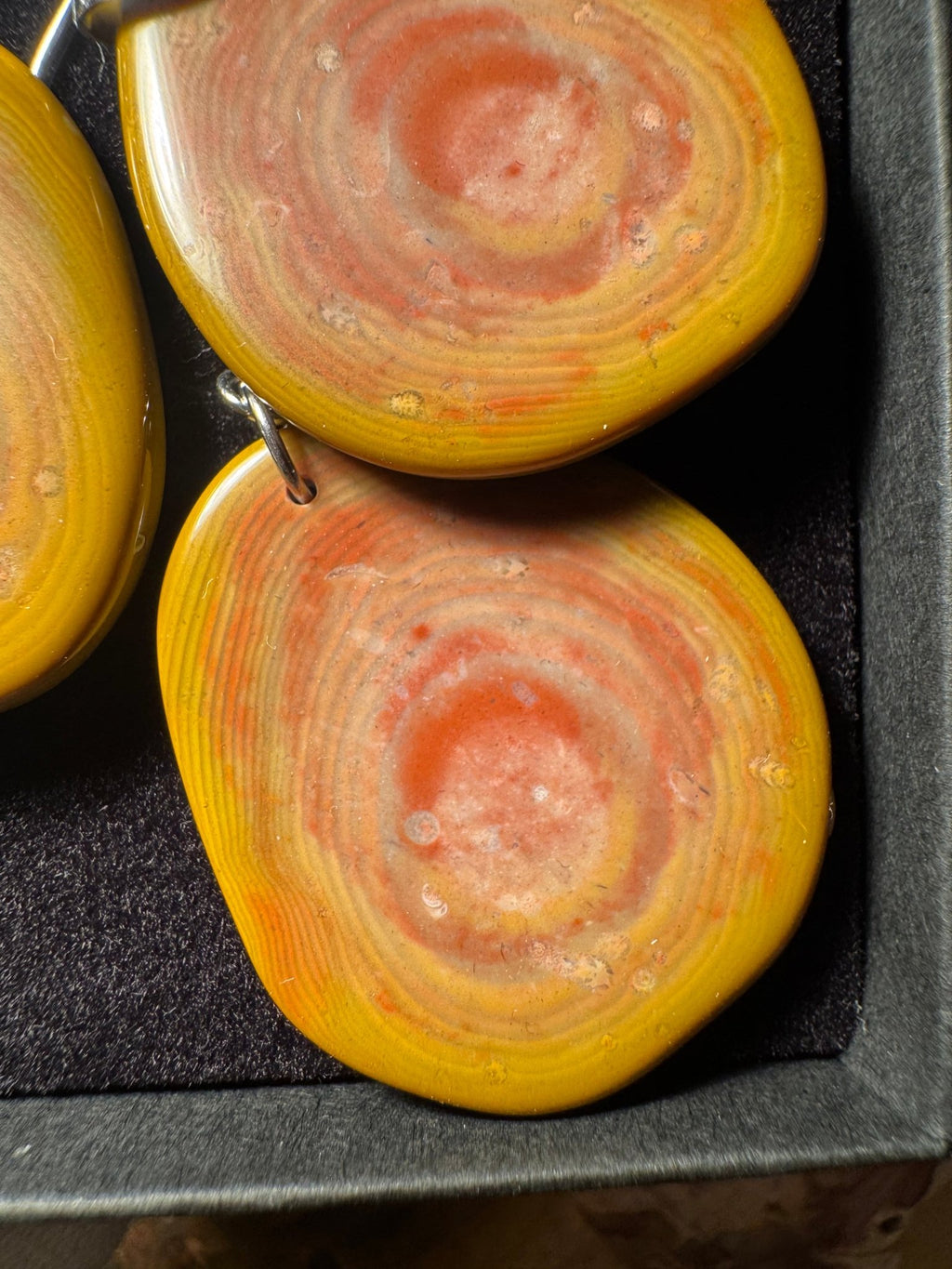 Bohnerzjaspis mit Ringen und Fossilien