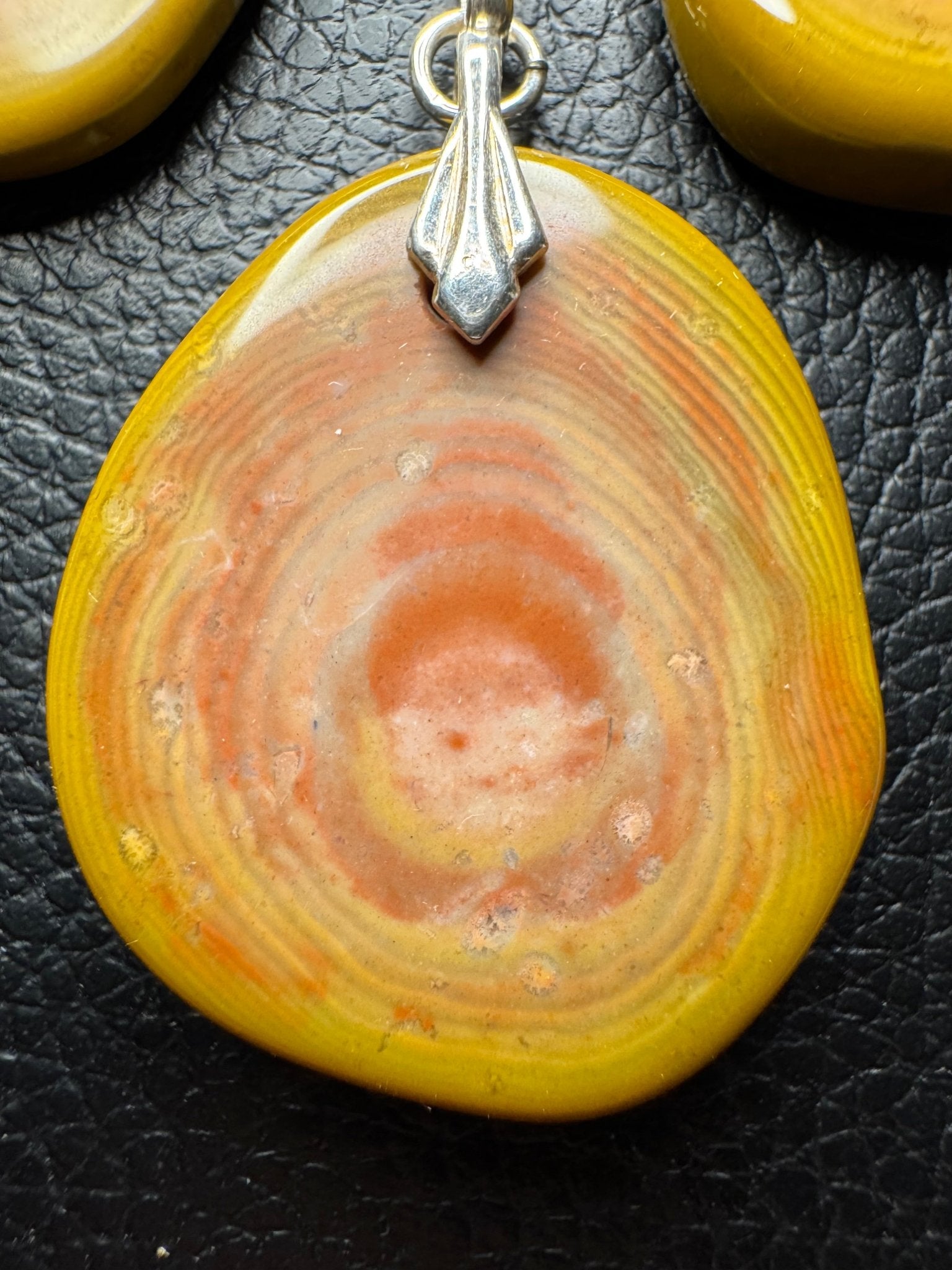 Bohnerzjaspis mit Ringen und Fossilien