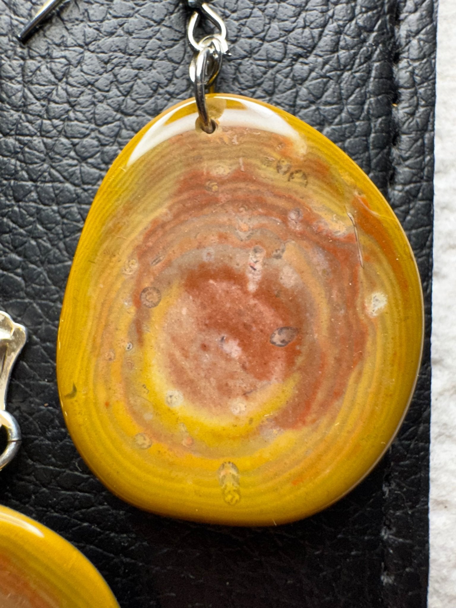 Bohnerzjaspis mit Ringen und Fossilien