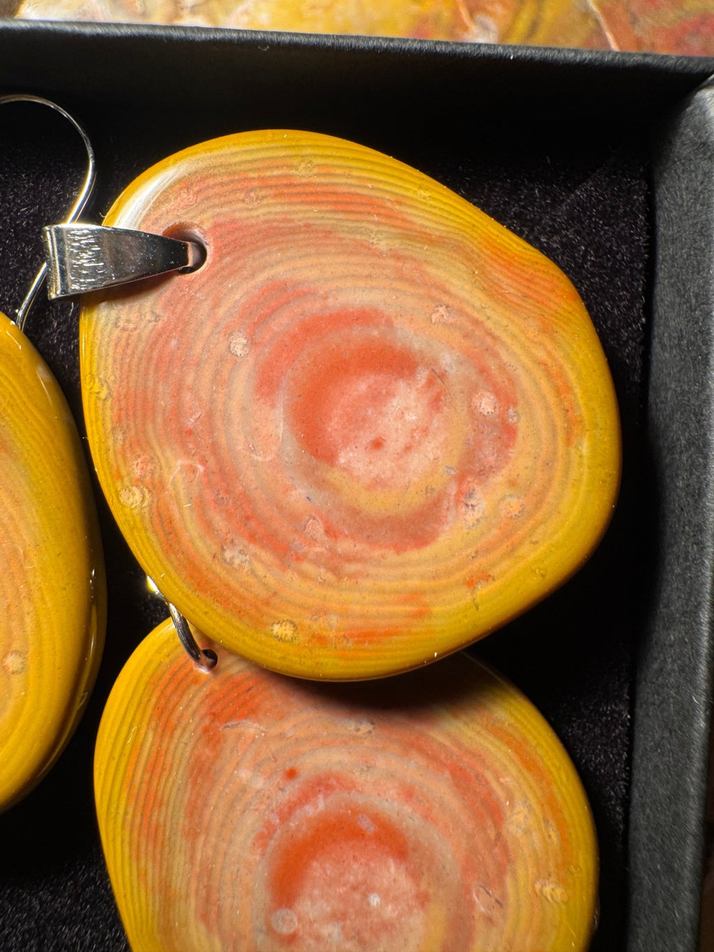 Bohnerzjaspis mit Ringen und Fossilien