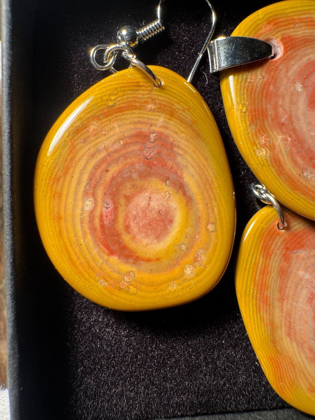 Bohnerzjaspis mit Ringen und Fossilien