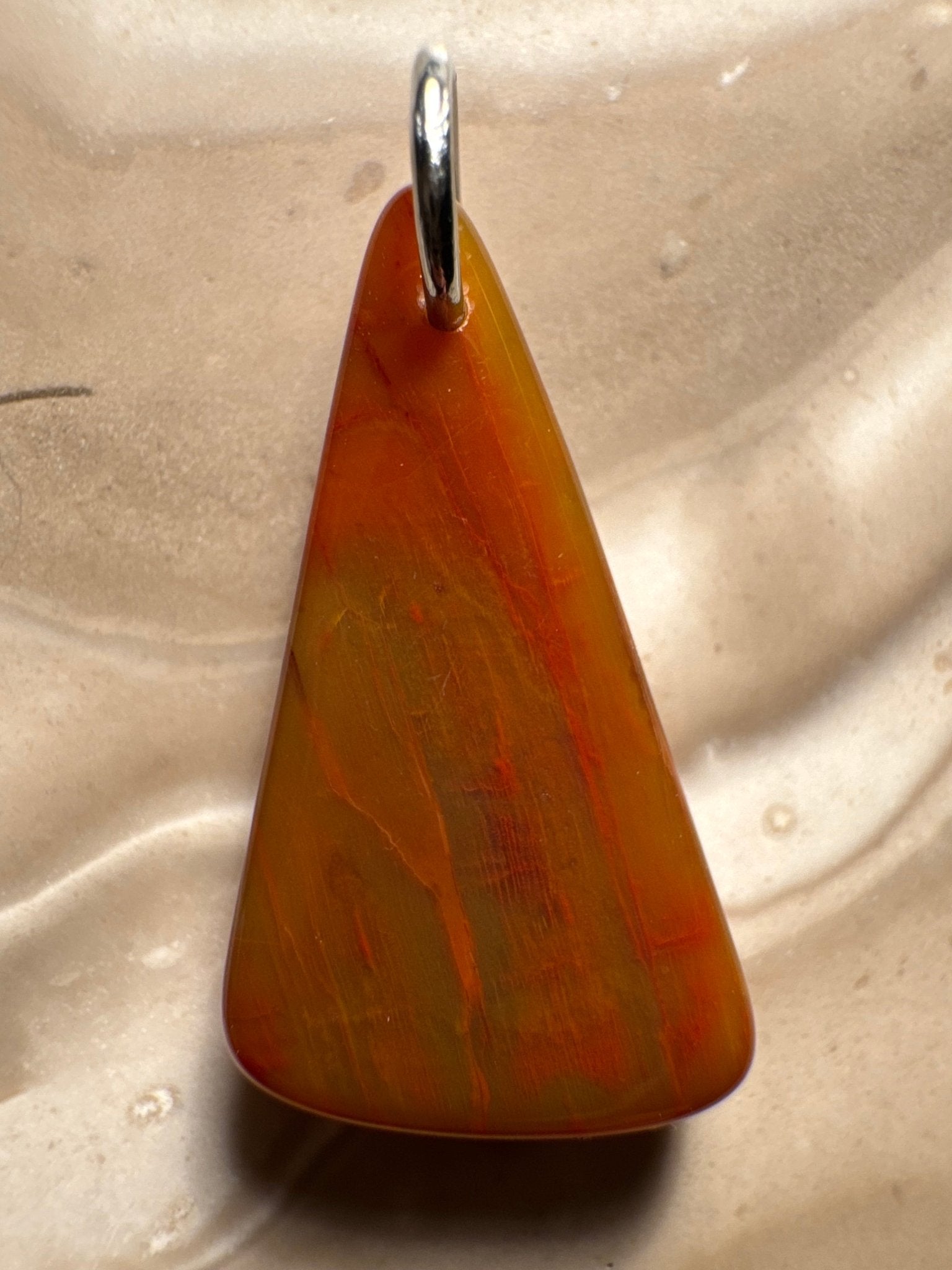 Handcrafted Petrified Rainbow Wood Pendant from Arizona