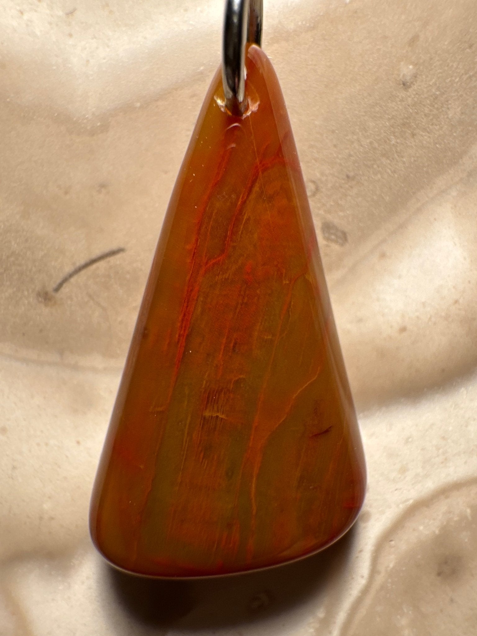 Handcrafted Petrified Rainbow Wood Pendant from Arizona