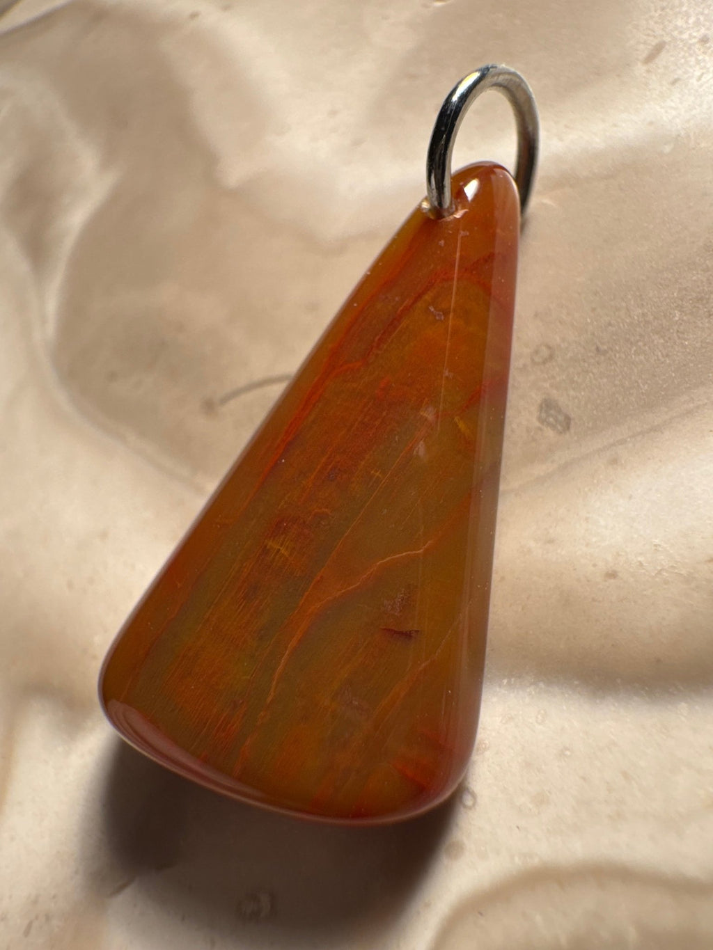 Handcrafted Petrified Rainbow Wood Pendant from Arizona