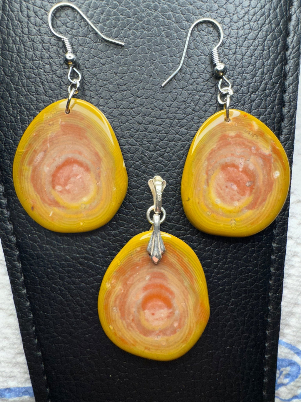 Bohnerzjaspis mit Ringen und Fossilien