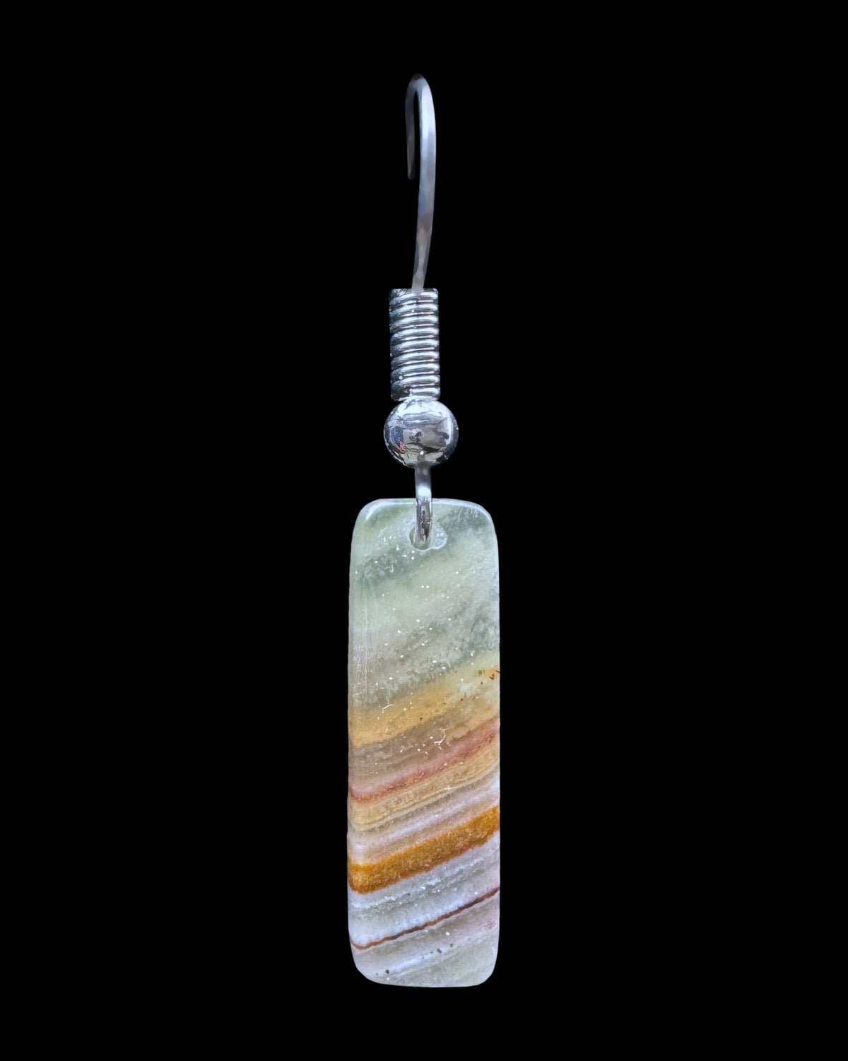 Gebänderter Calcit Schmuckset, Ohrringe und Anhänger schmal rechteckig - Mineralien Manufaktur